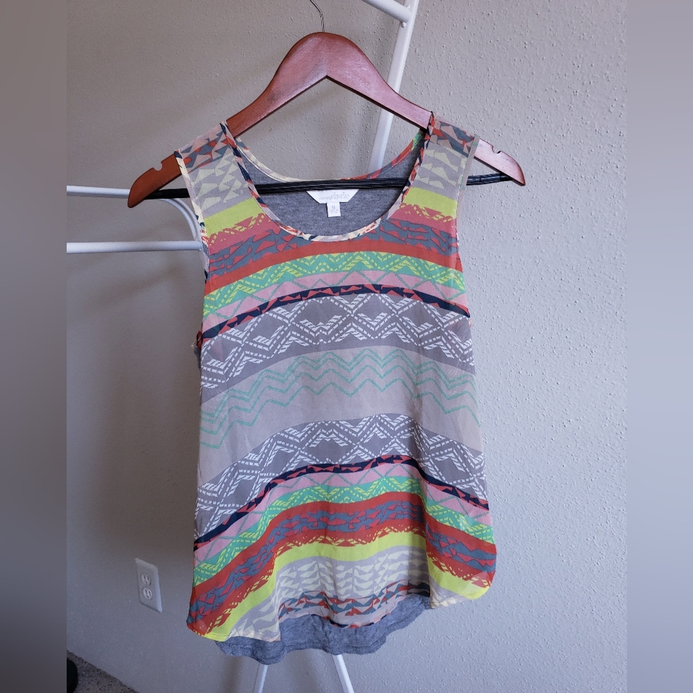 Charming Charlie Sheer Geometric Summer Tank Top